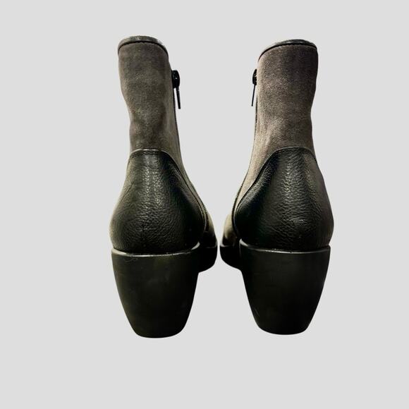NAOT Women’s Black and Gray Leather and Suede Wedge Booties, NWIOB, Size 40 - Picture 6 of 11